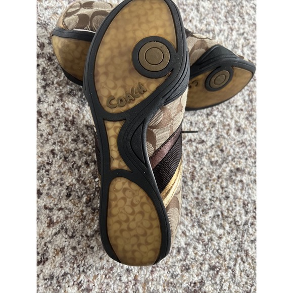 Coach Women's "Jayme" Signature Print Sneakers Brown Beige Size 8 Great Cond - Picture 5 of 5